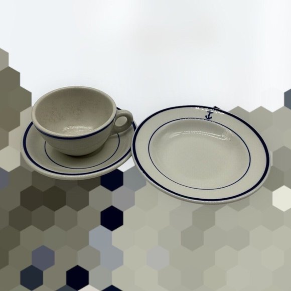 Shenango Vtg Navy China Restaurant Ware Includes Cup and Saucer and Small Bowl - Picture 3 of 16